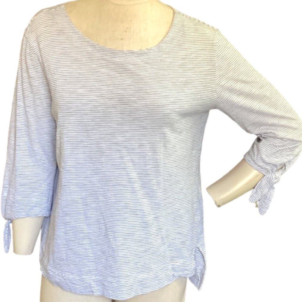 HABITAT Striped 3/4 Tie Sleeve Top Sz M #61S‎